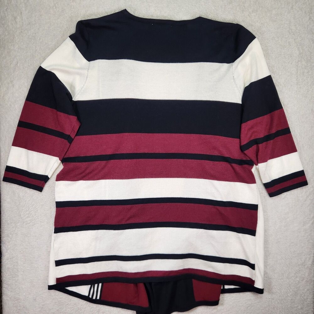 Christopher & Banks Color Block Open Front Cardigan Striped Knit Woman’s XL - Picture 11 of 12